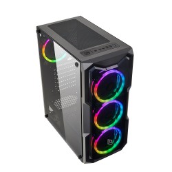 Case Atx Noua Smash S2 Black 0.45MM SPCC 3*USB3.0/2.0 4*Fan Dual Halo Rgb Rainbow Addressable Front Plexi Side Glass NOUA - 1