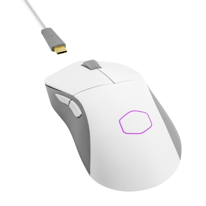 CM Mouse Gaming MM731 White Matte,HYBRID WIRELESS,Claw&Palm,ABS Plastic Rubber PTFE,PixArt Optical Sensor,6 tasti,fino a19000DPI